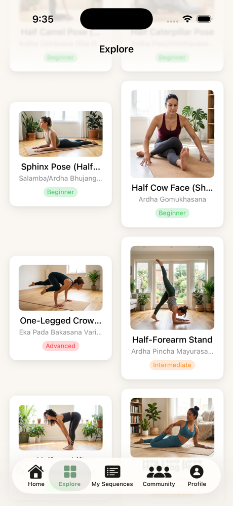 YogaGeek pose library screen
